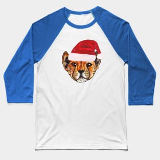 Santa Cheetah Baseball T-Shirt